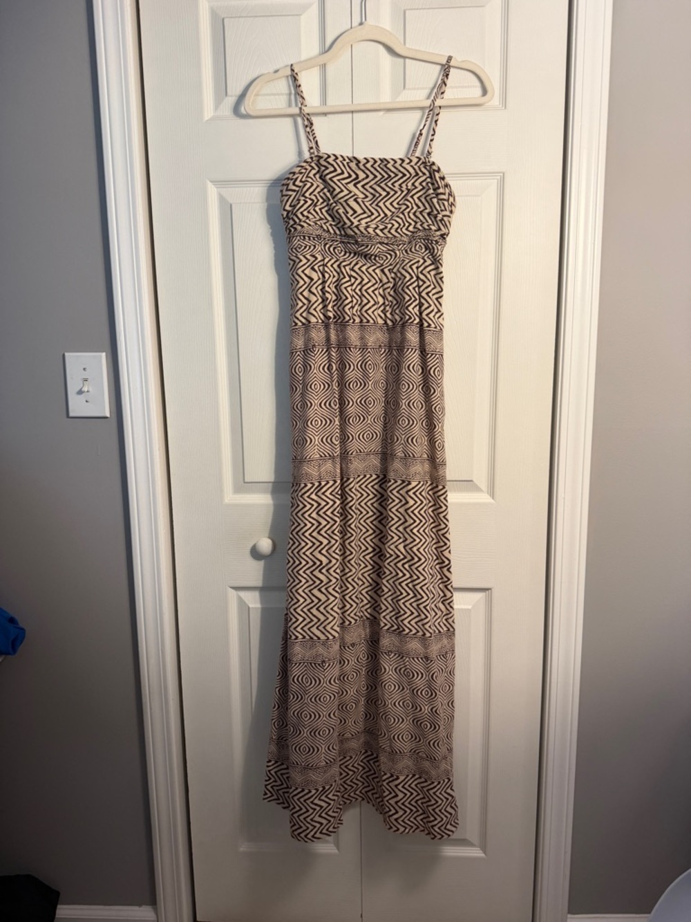 Anthropologie Edmé & Esyllte "Hypnotic" Maxi Dress. Brown and tan